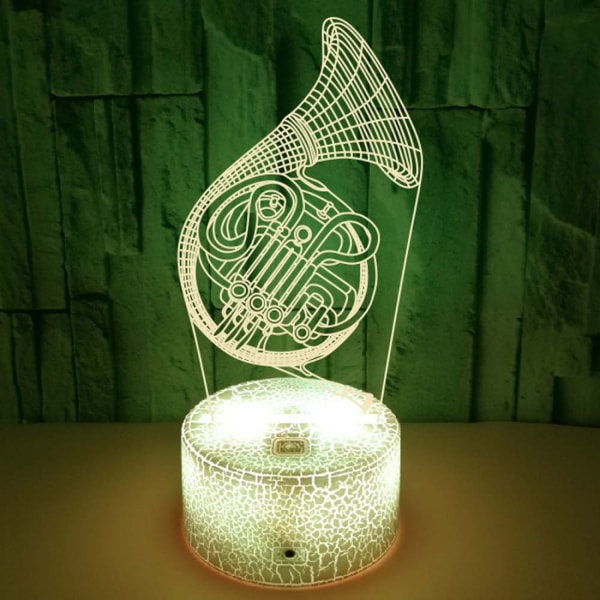JUSTUP 3D-lampa Illusion Nattljus Dimbar 16 Färgförändrande Smart Touch Saxofon Bordslampa Dekoration för Musikälskare (Stil 18)