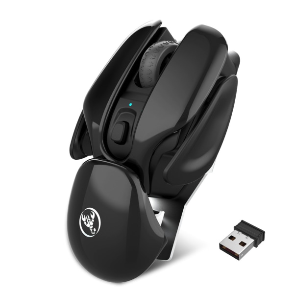 Ny trådlös USB mus, 1600DPI uppladdningsbar kontorsmus, tillbehör för stationär bärbar dator-(svart)