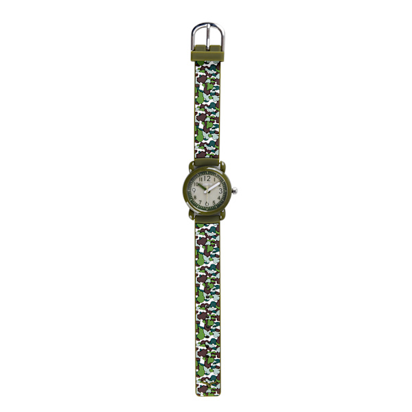 Kamouflage watch, printed silikonrem, vattentät watch för flickor och pojkar 2-12 år gamla, bästa presenten för barn（grön）