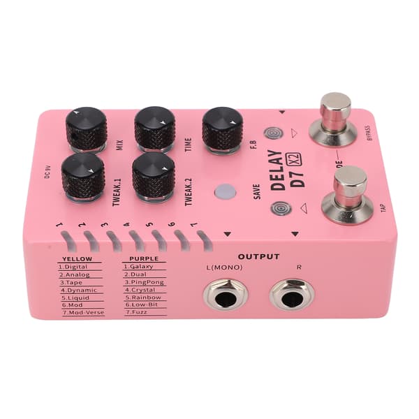 Stereo Delay-effekt Elektrisk Gitarr Singel Effektor Stöd Lagring med 14 Effekter 100‑240VAU-kontakt