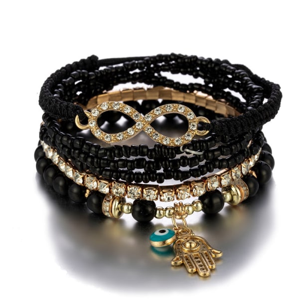 1 STK Bohemian stapelbara pärlor tofs Armband för kvinnor Stretch Flerlagers armband Set Flerfärgade smycken Bulk