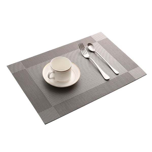 Bordstabletter Set om 6 för matbord Fläckbeständig Tvättbar PVC  köksbordsmattor Vävd vinyl Avtorkningsbar bordsunderlägg（silverig） 2df3 |  Fyndiq