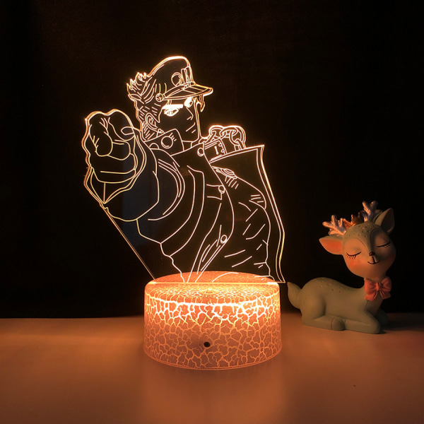 Qinwei 3D Illusion Lampe Anime JoJo's Bizarre Adventure Nattlys med Fjernkontroll for Soverom Dekorativ Gutter Jenter Bursdag Jul -- Patte