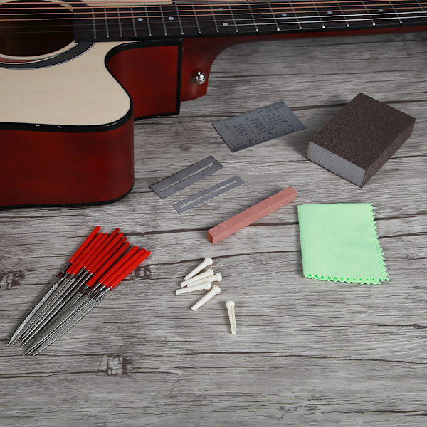 Gitarr Reparation Underhåll Mätning Slipning Polering Kits Verktygssats