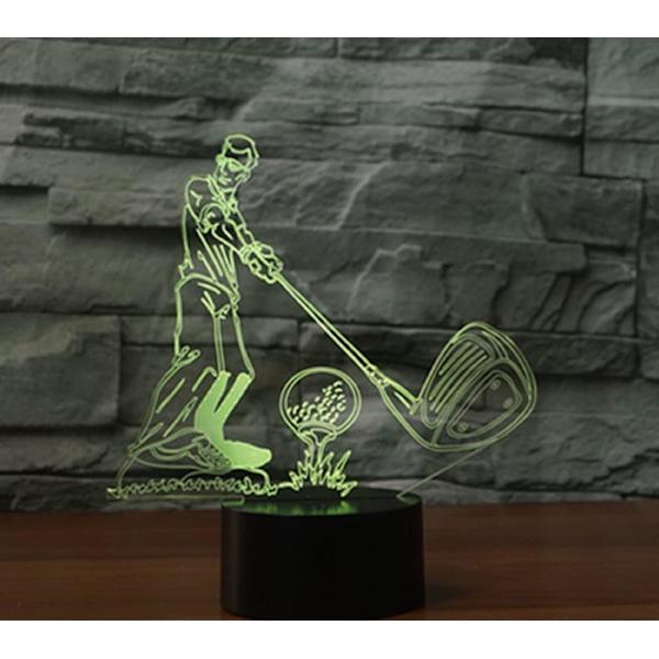 WJ 3D Play Golf Fjernbetjening 16 Farve Natlys Illusion Akryl LED Bordlampe Sengelampe Børns Soveværelse Skrivebord Dekoration Fødselsdagsgaver Legetøj til Børn