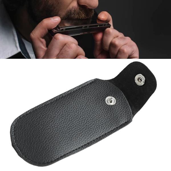 Harmonika opbevaringspose behagelig håndfølelse PU læder harmonika etui beholder til rejser 10 huller type 13x6cm/5.1x2.4in