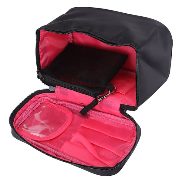 Makeup taske multifunktionel pink indeni sort udenpå stor kapacitet bærbar mode bærbar nylon makeup vask opbevaringspose