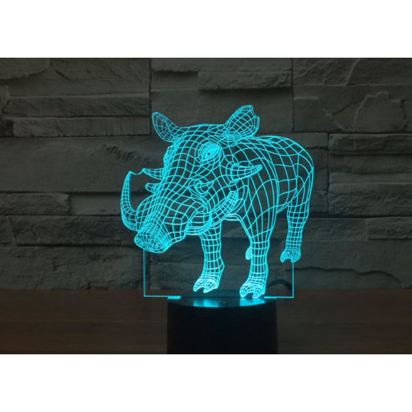WJ 3D Vildsvin Fjärrkontroll 16 Färg Nattljus Illusion Akryl LED Bordslampa Sänglampa Barn Sovrum Skrivbord Inredning Födelsedagspresenter Leksak för barn