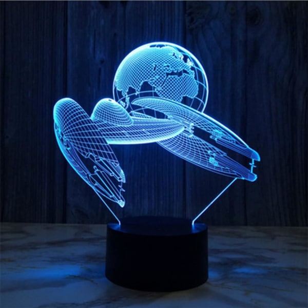 WJ 3D optisk illusion barnlampa，3D nattlampa sänglampa 16 färger med fjärrstyrda astronautleksaker som en perfekt födelsedag (färg: blå)