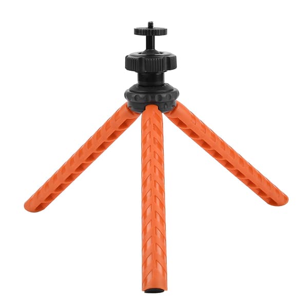 Mini sammenklappelig letvægts telefonclips blæksprutte stativ selfie stick til telefon actionkamera (orange)