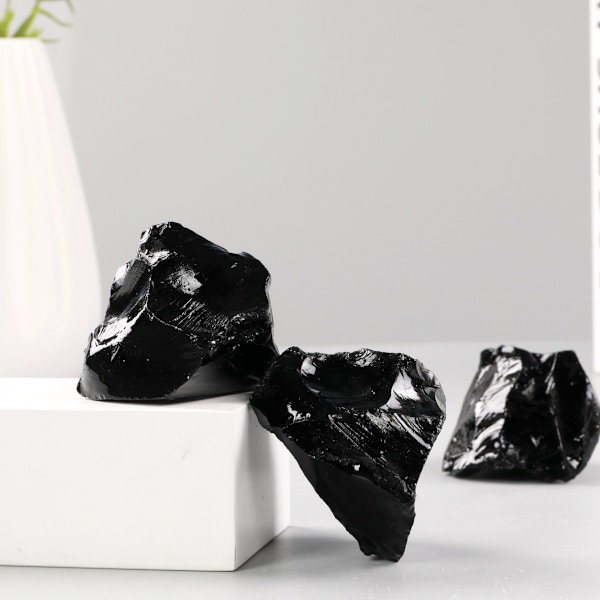 Läkande kristallsten rå bulk med läkande och lugnande effekter 1 Lb Reiki-kristall för hantverk meditation hem (1 pund, svart obsidian)