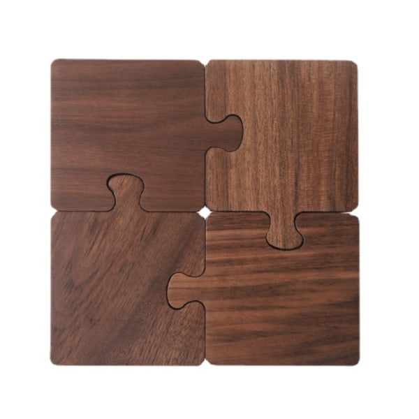 Wood Drink Coasters,4 Inch 4 Pieces Wooden Coasters Cup Coaster Set for Bar Kitchen Home Apartment, Walnut Wood