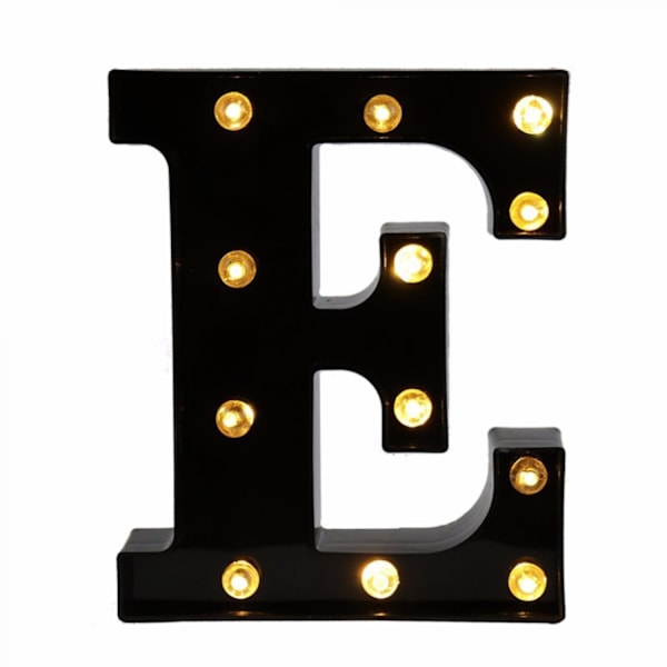 JUSTUP Led Bokstavslampor Ny Design Ljus upp Svarta Bokstäver för Evenemang Bröllop Fest Födelsedag Hem Bar DIY Dekoration (Bokstav E)