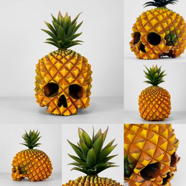 Kreativt ananasskallehuvud Behållare Kontorsskrivbord Hem Halloween dekoration Ornament