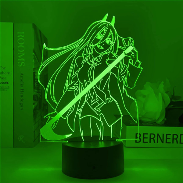 Chainsaw Man Akryl 3D Natlampe, Illusion Anime Lampe Soveværelse Dekoration 7 Farve Touch Control 16 Farve Skift Natlys Børnegaver Julegaver Motorsågsmannen