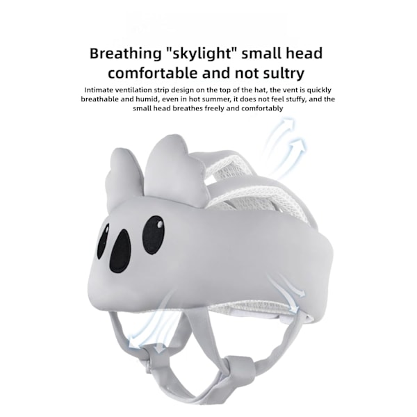 Baby Huvudskyddsmössa för Krypning & Gång – Mjuk Design som Andas med Justerbar Rem, 360° Stötskydd för 8-18 Månader grey