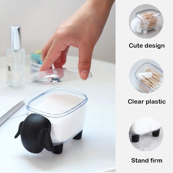2 stk. akryl Q-tip dispenser, badeværelsesbeholder opbevaringsboks, Q-tip vatpind beholder, makeup tilbehør, soveværelse pige bir
