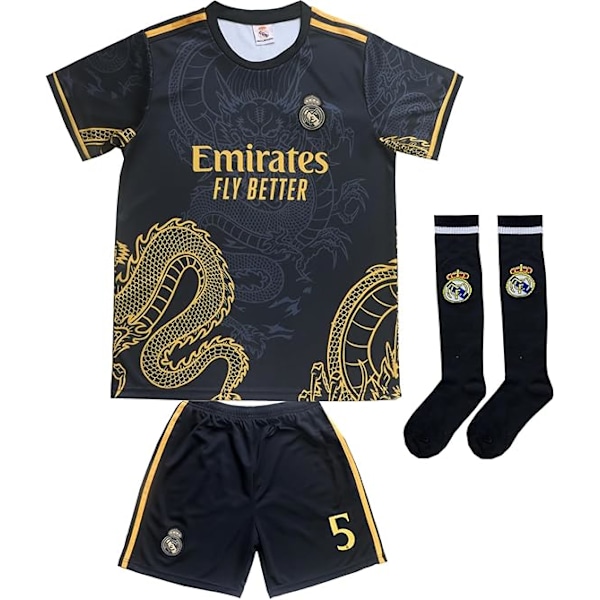 Real Madrid  Bellingham Barn Jersey Kit Away Youth Vini Fotbollströjor Set För Pojkar Flickor Vuxna 20 Black