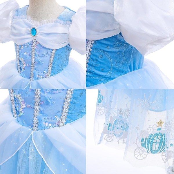Piges Prinsesse Kostume + Tilbehør Halloween Karneval 4-5 Years