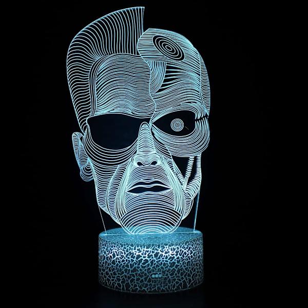 3D Optisk Lamm Illusion Nattlampa Människans Ansikte Stämningslampa 7 Färgväxlande Akryl LED Nattlampa USB-kablar Sovrumsskrivbordets Dekoration Vit Bas Vit bas