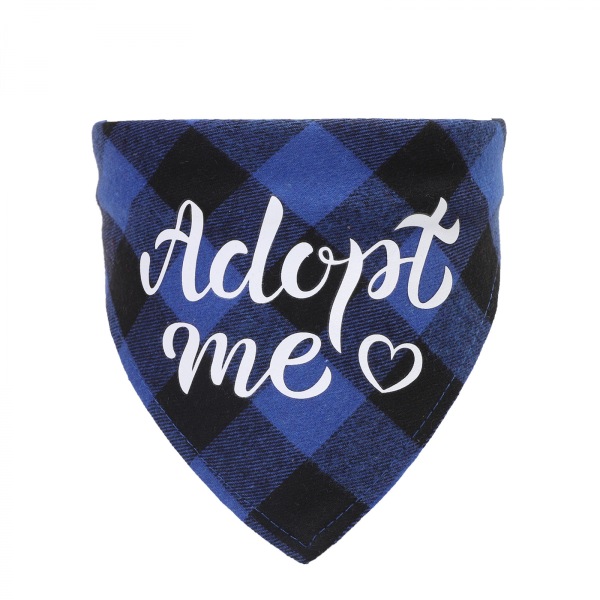 5 Pack Plaid Bandana Personalized, Embroidered, Buffalo Plaid, Custom Pet Neckwear（L, Blue）