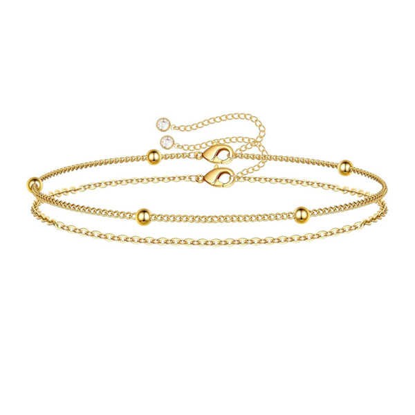 Wekity Delikat Guld Armbånd til Kvinder, Justerbar Lagdelt Armbånd, Ovalt Kæde Guld Armbånd til Kvinder
