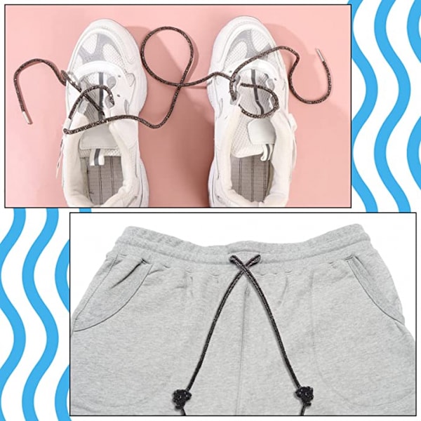 2 st Rhinestone Glitter Rep Shoelaces Crystal Skosnören Bling Bling Dragsnöre Rep Snören Blanka Runda