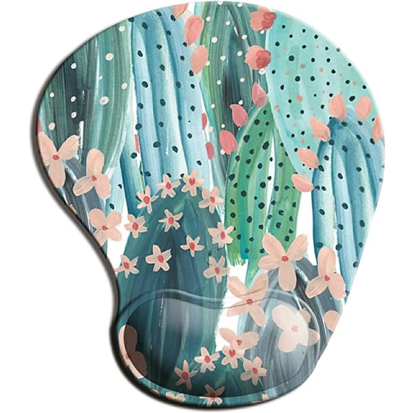 Ergonomic Mouse Pad with Wrist Support, Cute Mouse Pads with Non-Slip PU Base for Home Office Working Studying Easy Typing & Pain Relief Cute Cactus