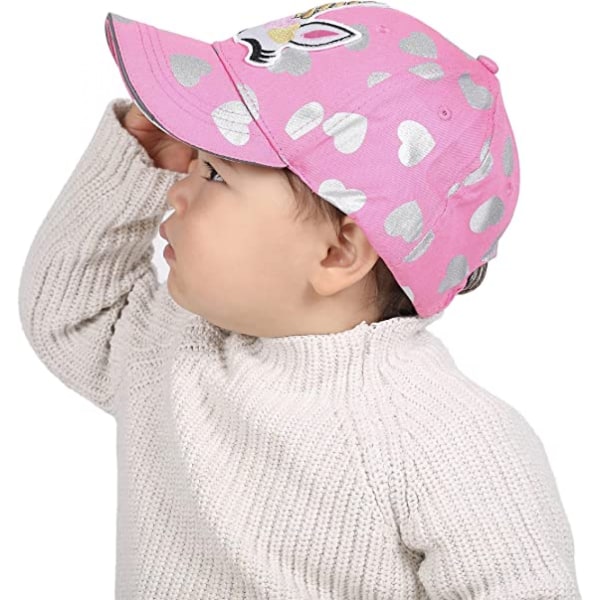 Designer för flickbroderi baseballhatt Cap för toddler med 3D-design för åldrarna 2-12 En one size justerbart spänne