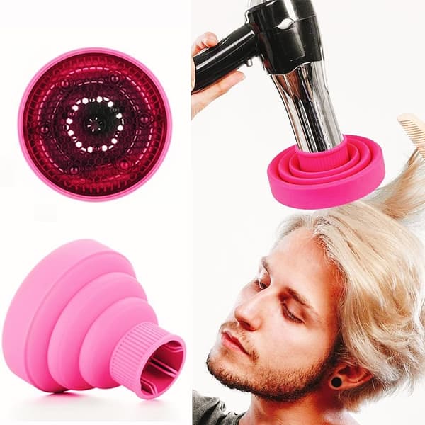 Sammenklappelig hårdiffuser-tilbehør til hårtørrer – Salonkvalitet, let og foldbar, bærbart rejsedesign, reducerer krus og pink
