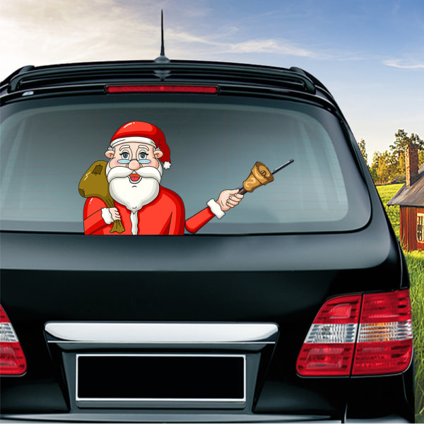 (1 förpackning) Jultomtetorkarklistermärke Avtagbar bil bakvindrutetorkare klistermärke Bilklistermärke (som bär jultomten)