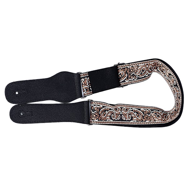 Gitarrrem med broderi, breddad justerbar axelrem med plektrum för akustisk elgitarr bas brun