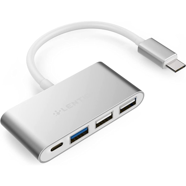 4-i-1 USB-C Hub med Type C, USB 3.0, USB 2.0 Multiport Charging & Connecting Adapter (CB-C13, Silver)