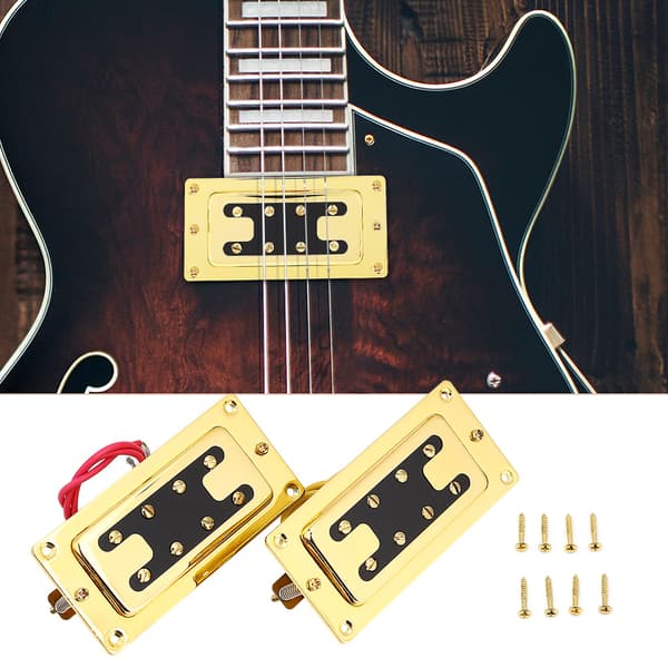 Mini Double Coil Gitarr Humbucker Pickup för Rickenbacker Elektronisk Bas Med Skruvar Gyllene
