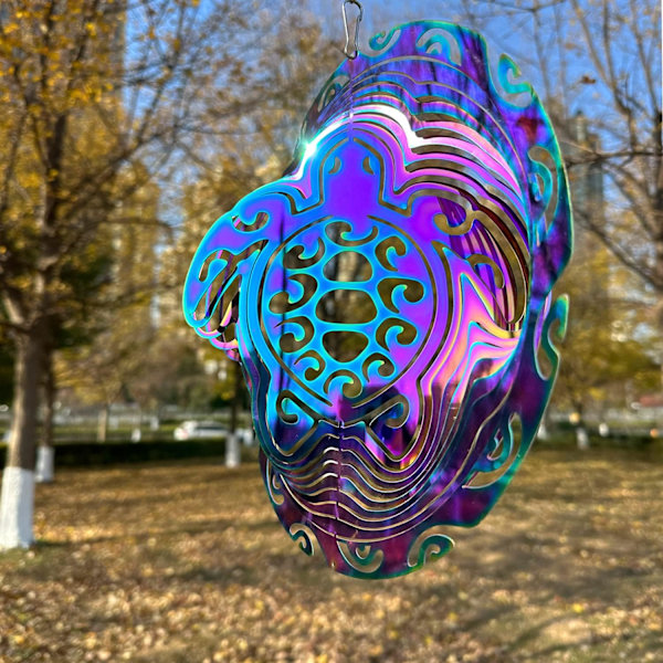 Vindmølle Udendørs Metal 3D Vindmølle Hængende Skildpadde Have Dekoration Gaver Rustfrit Stål Skildpadde Vindmøller med 360° Rotation Turtle