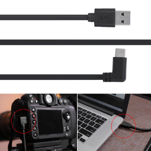 3 meter USB-kameraanslutningskabel typ C böj för Sony A7RIV A7RIII