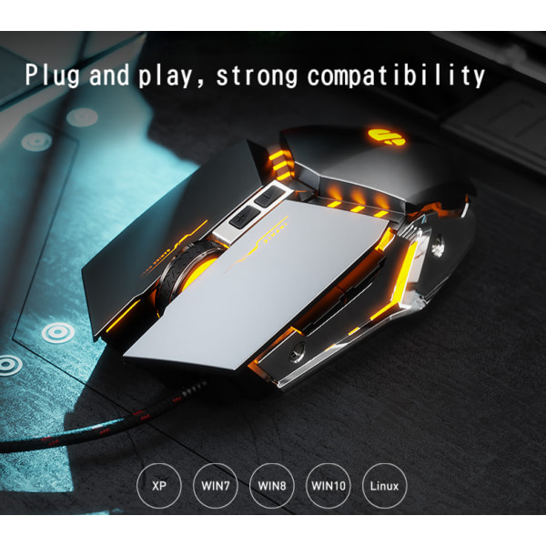 pw2 mekanisk gaming mus kablet computer gaming lysende makro programmering USB mus hjemmekontor Sort