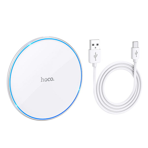 hoco. CW6 Pro Easy Charge 15W Trådløs Hurtigoplader i Aluminiumlegering til iPhone Åndedrætslys Trådløs Oplader
