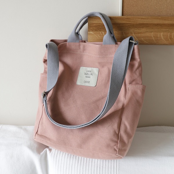 Kvinder Lærred Tote Håndtasker Casual Skuldertaske Arbejde Taske Crossbody casual klud shopping taske（pink）