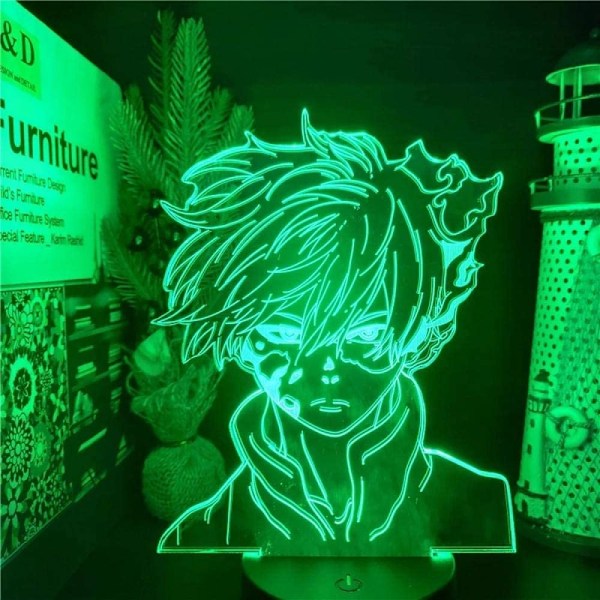 My Hero Academia Todoroki Shoto Ild & Is Anime LAMPE Boku no Hero Academia Lampara Natlys til Julepynt, 16 Farver, med