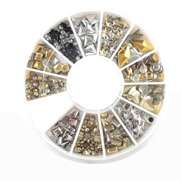 Neglekunstdekorasjon DIY 6cm Drill Box Metall Nagler Kobberplate Paljetter Paljetter Manikyr Charm