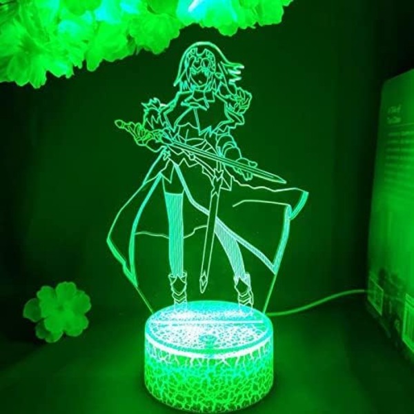WJ Anime-lampa Fate Stay Night 3D-nattljus för sovrumsinredningsljus Födelsedagspresent LED-mangalampa