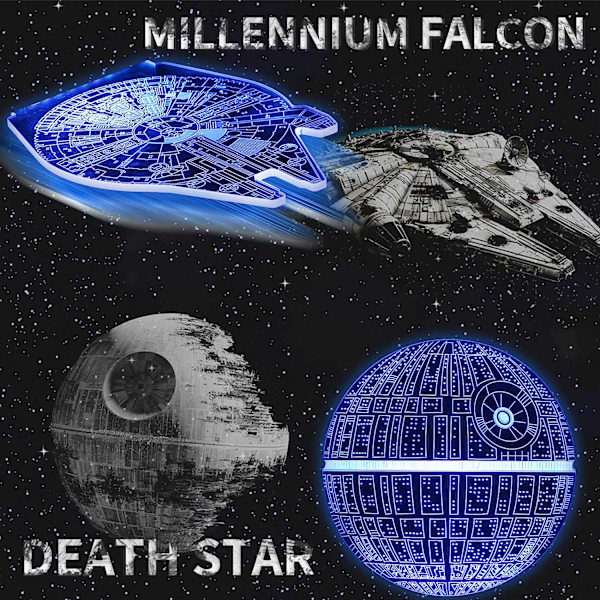 3D Illusion Star Wars nattlys, 4 mønster med tidsfunksjon Star Wars leker LED nattlampe for romdekor, flotte bursdags- og julegaver Star Wars Combo Pack-D