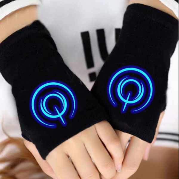 Vinterhandskar, lysande anime, handskar i ett stycke, män och kvinnor, värme, ridhandskar med halvfinger, Luffy, läckande fingrar（7）