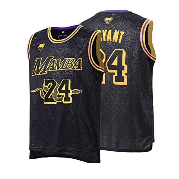 AVEKI Herre Basket Jersey, Svart 24 Mamba Jersey Skjorter, Mote Basket Jersey, Gave til Basket Fans, Svart, XXXL