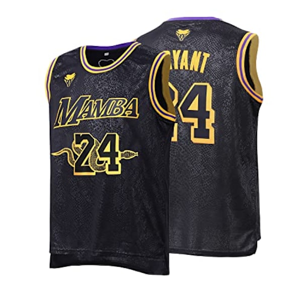 Herre Basket Jersey, Svart 24 Mamba Jersey Skjorter, Mote Basket Jersey, Gave til Basket Fans, Svart, XL