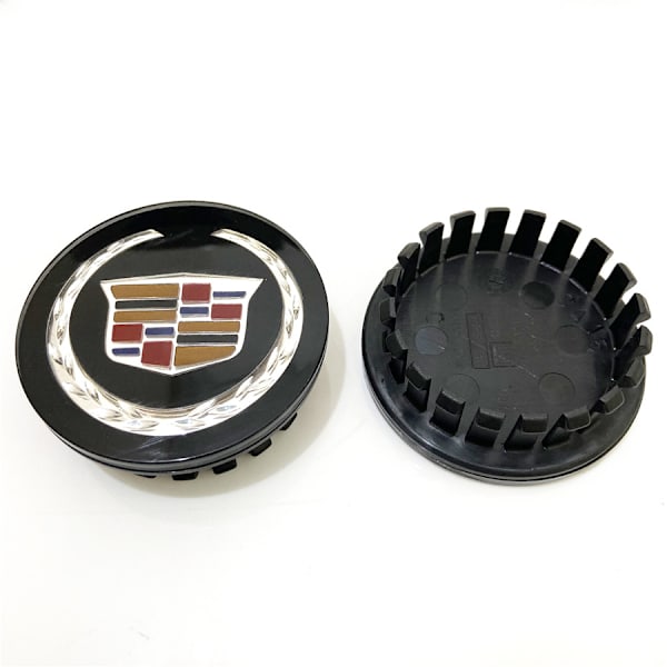Cadillac-pyörän navan peite CTS SLS XTS SRX ATS autolle - Musta vehnän korva [67mm] (Neljän pakkaus)