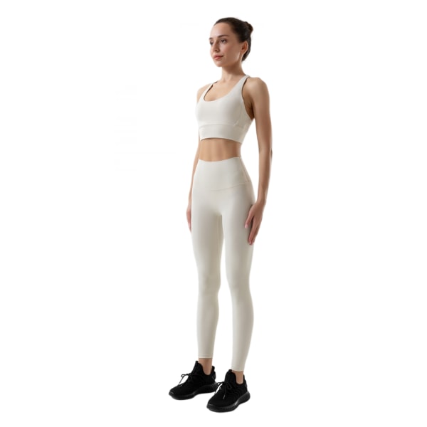 Leggings med hög midja för kvinnor - Smörmjuka byxor med printed på magen för träningsyoga (S)