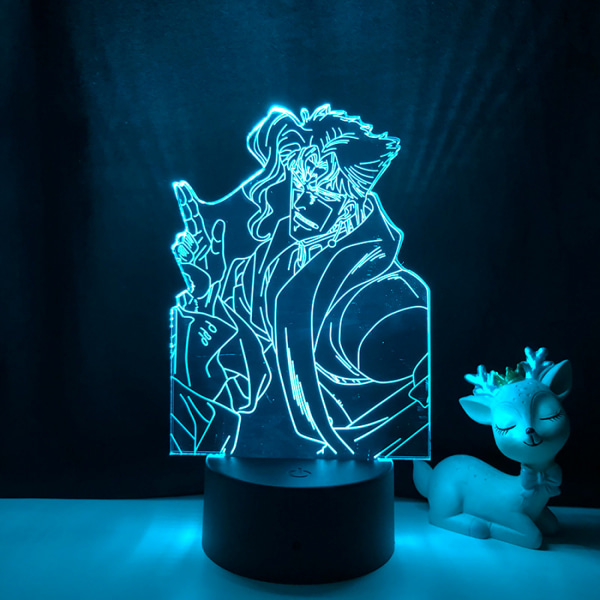 Qinwei 3D Illusion Lamp Anime JoJo's Bizarre Adventure  Nattlys med fjernkontroll for soverom dekorative gutter jenter bursdag jul -- Patte