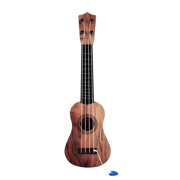 Ukulele-leketøy i plast, spillbar, 4 strenger, pedagogisk ukulele for gutter og jenter, bursdagsgaver, mørk farge